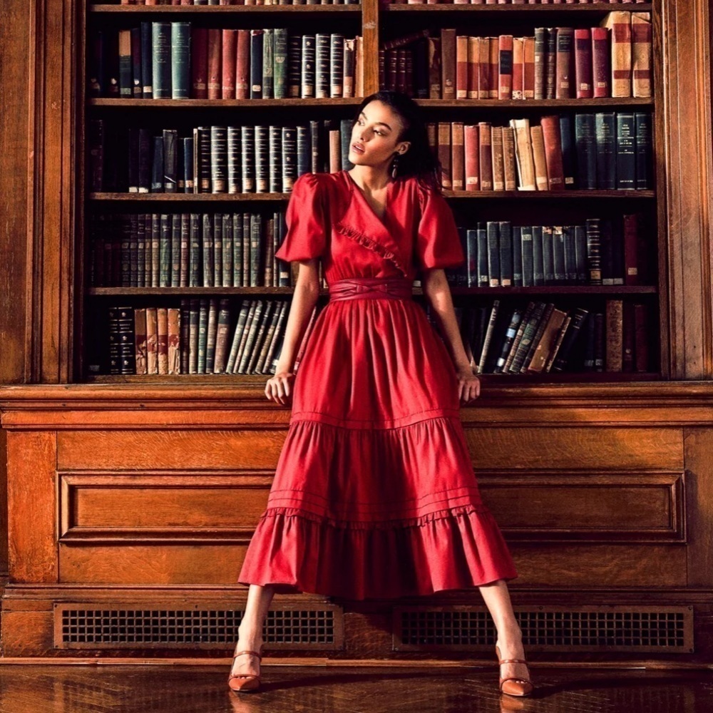 Sachin + Babi Red Maelen Midi Dress sz 2